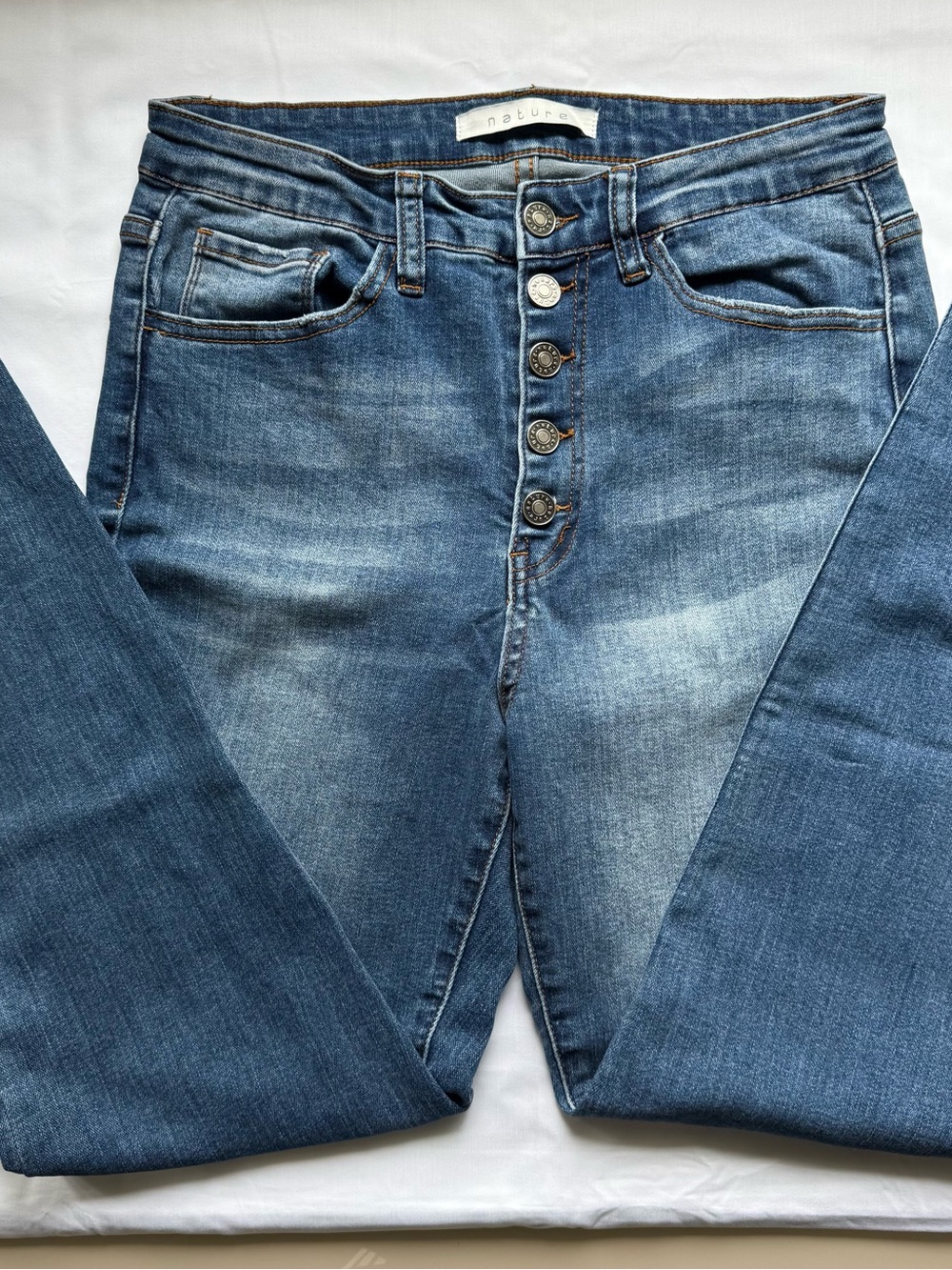 High-Rise Button-Fly Jeans from  Nature Denim
